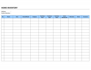Home Inventory List Template