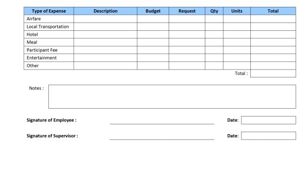 Travel Advance Request Template for Word