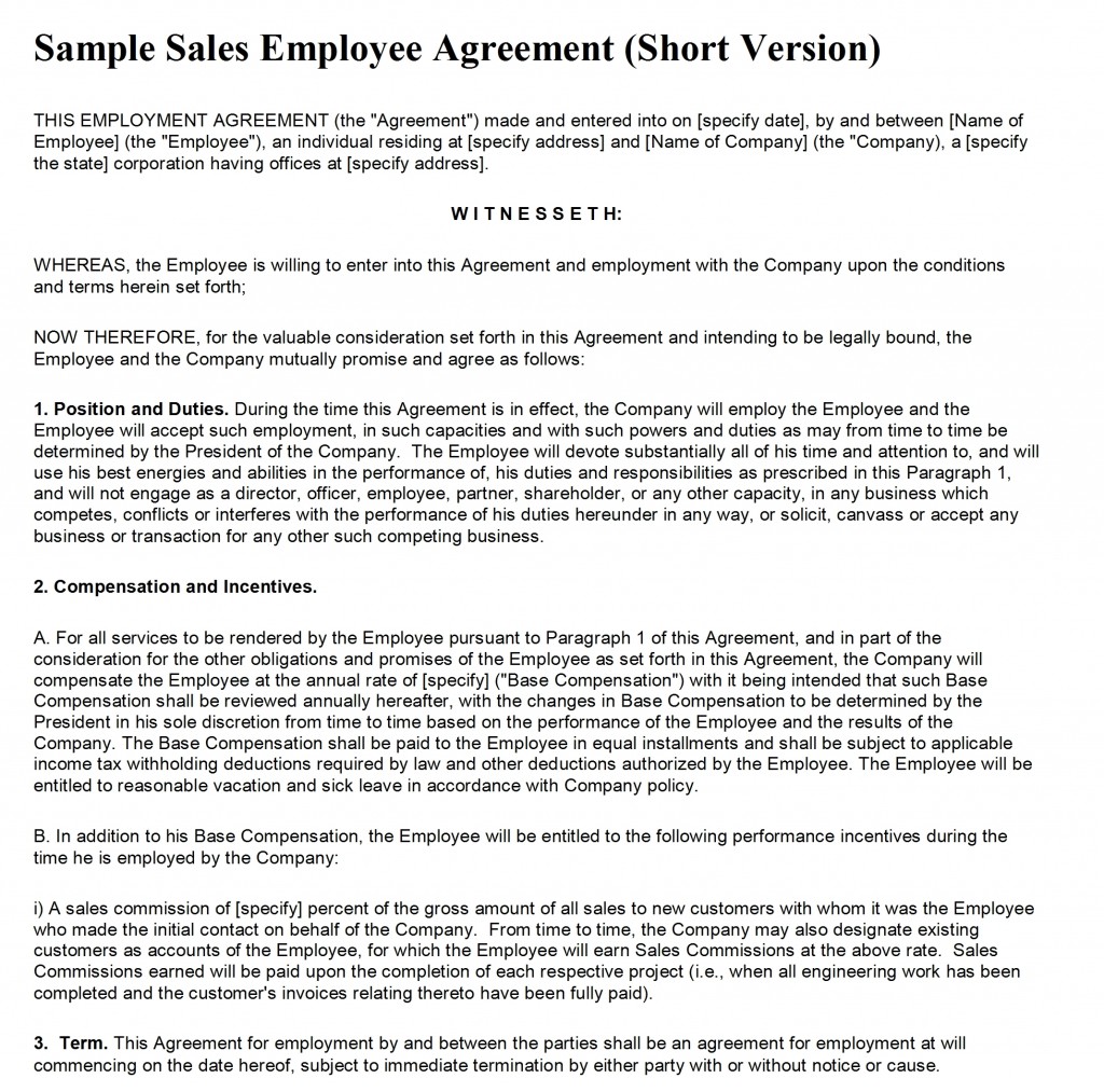 Sales Contract Word Template